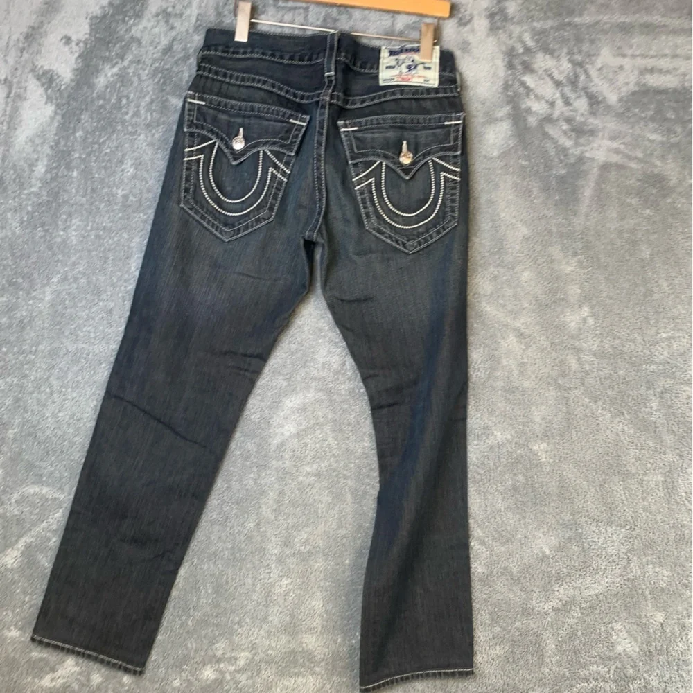 Vintage True Religion Straight Leg Dark Wash Low Rise Jeans Contrast Stitch 31 - Picture 8 of 11